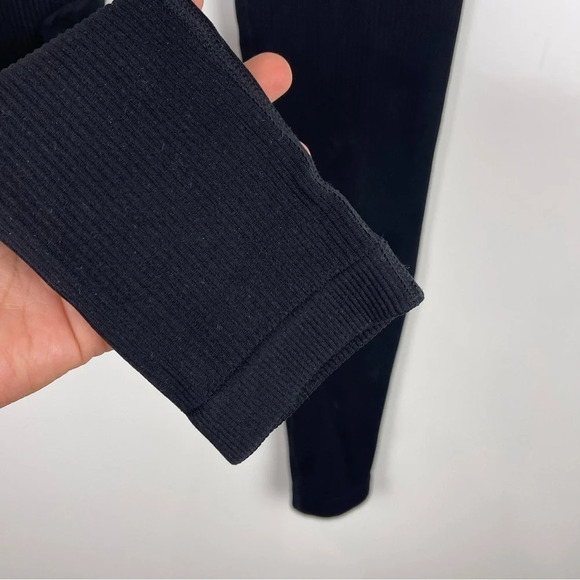 NEW Black High Waist Ribbed Full Length Leggings Size Medium - Picture 4 of 6